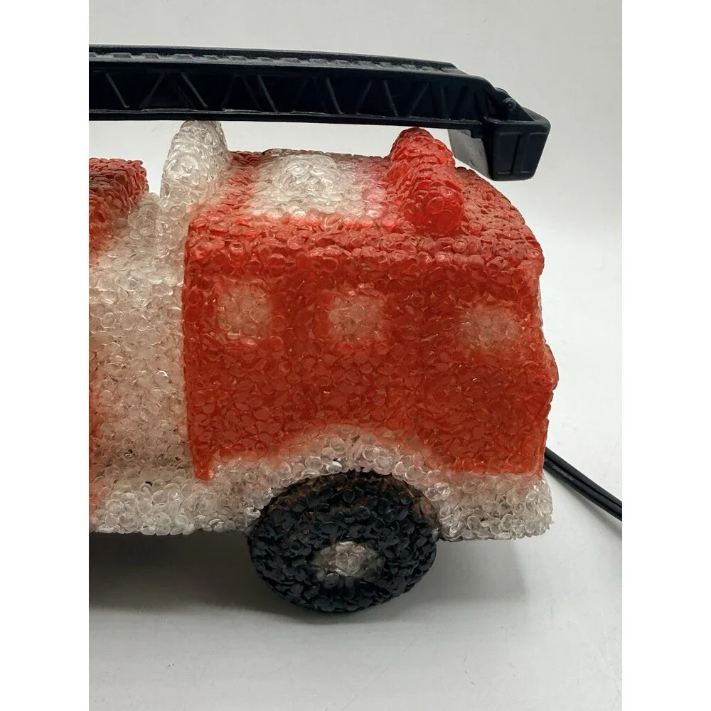 Vintage Red Ladder Fire Truck Plastic Popcorn Nightlight Table Lamp